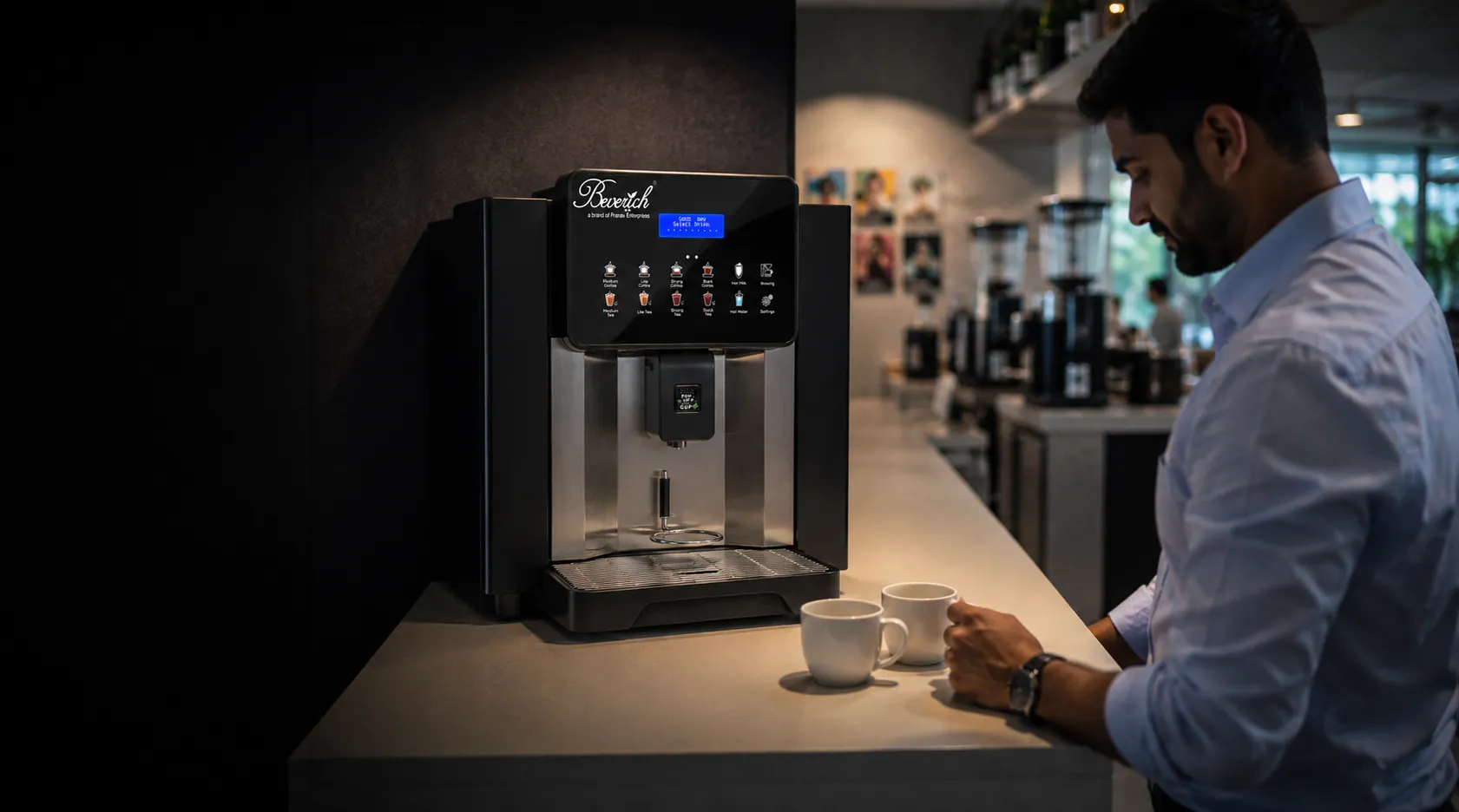 Beverich office beverage vending machine in use – fresh hot drinks at the workplace